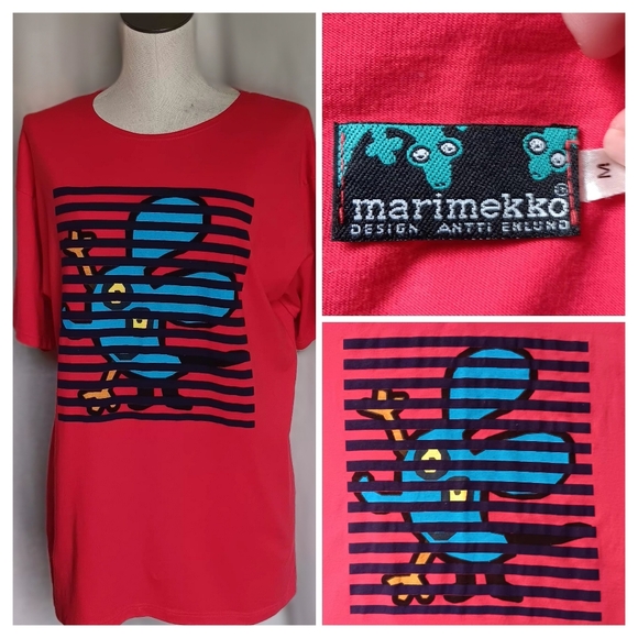 Marimekko Tops - Rare VTG Marimekko Antti Eklund "Hiiri" Red Short Sleeve T-shirt